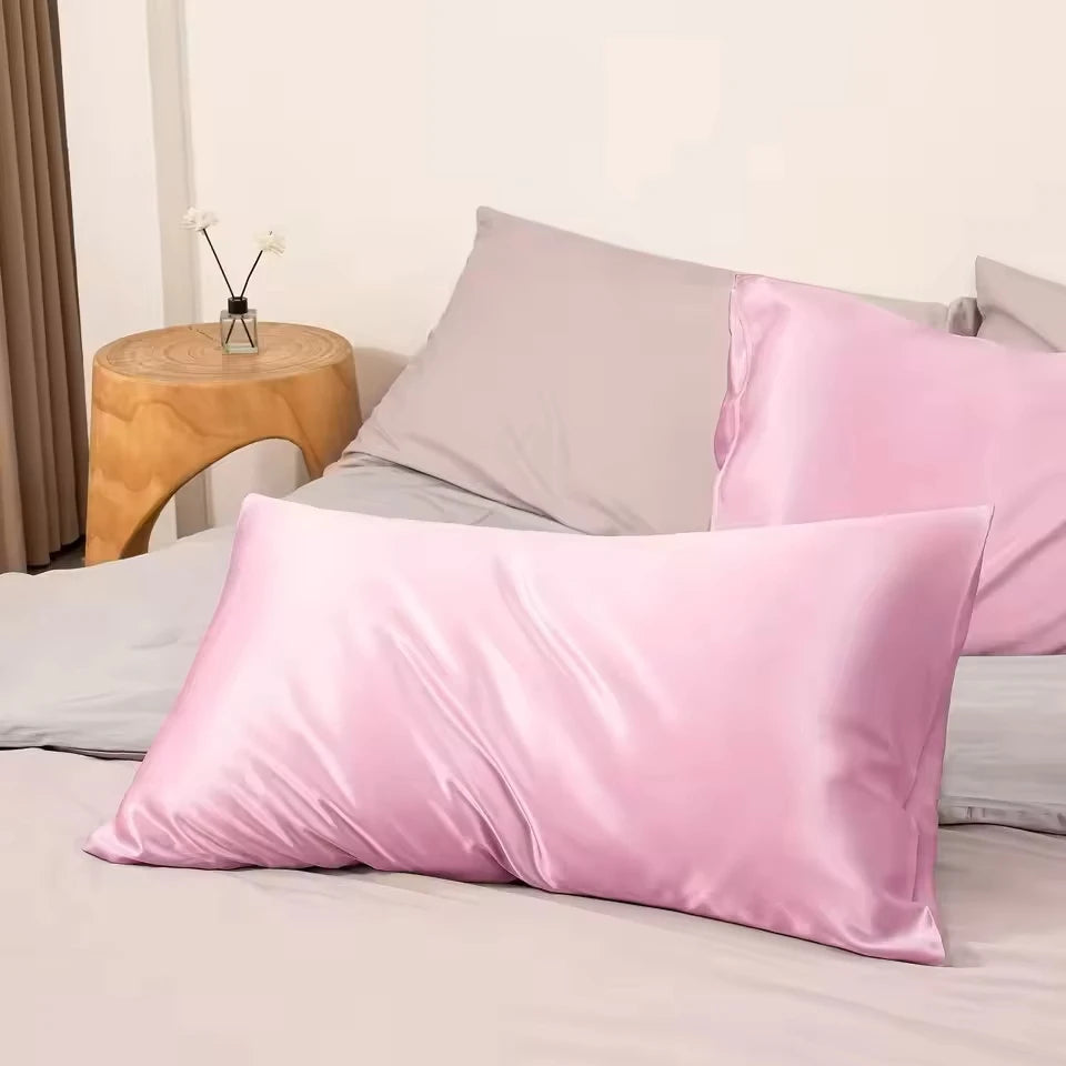 1 Pair Satin Pillowcase - Anti-Allergy Breathable Bedding Polyester Satin with Envelope Closure Machine Washable & Skin-Friendly