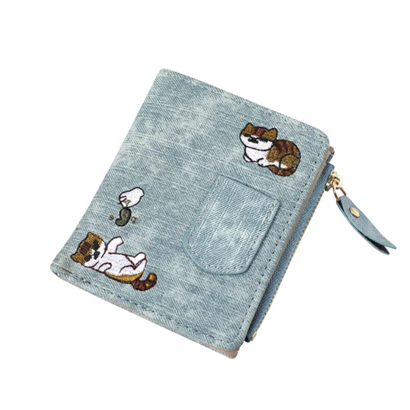 1pc  Cute Cartoon Purse, Cat Pattern Large Capacity Wallet, PU Leather Storage Card Holder