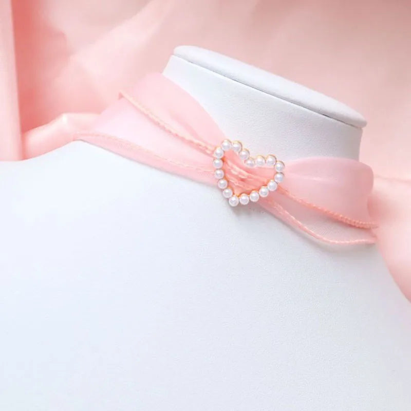 Pink Star, Bow & Bear Lace Choker Necklace