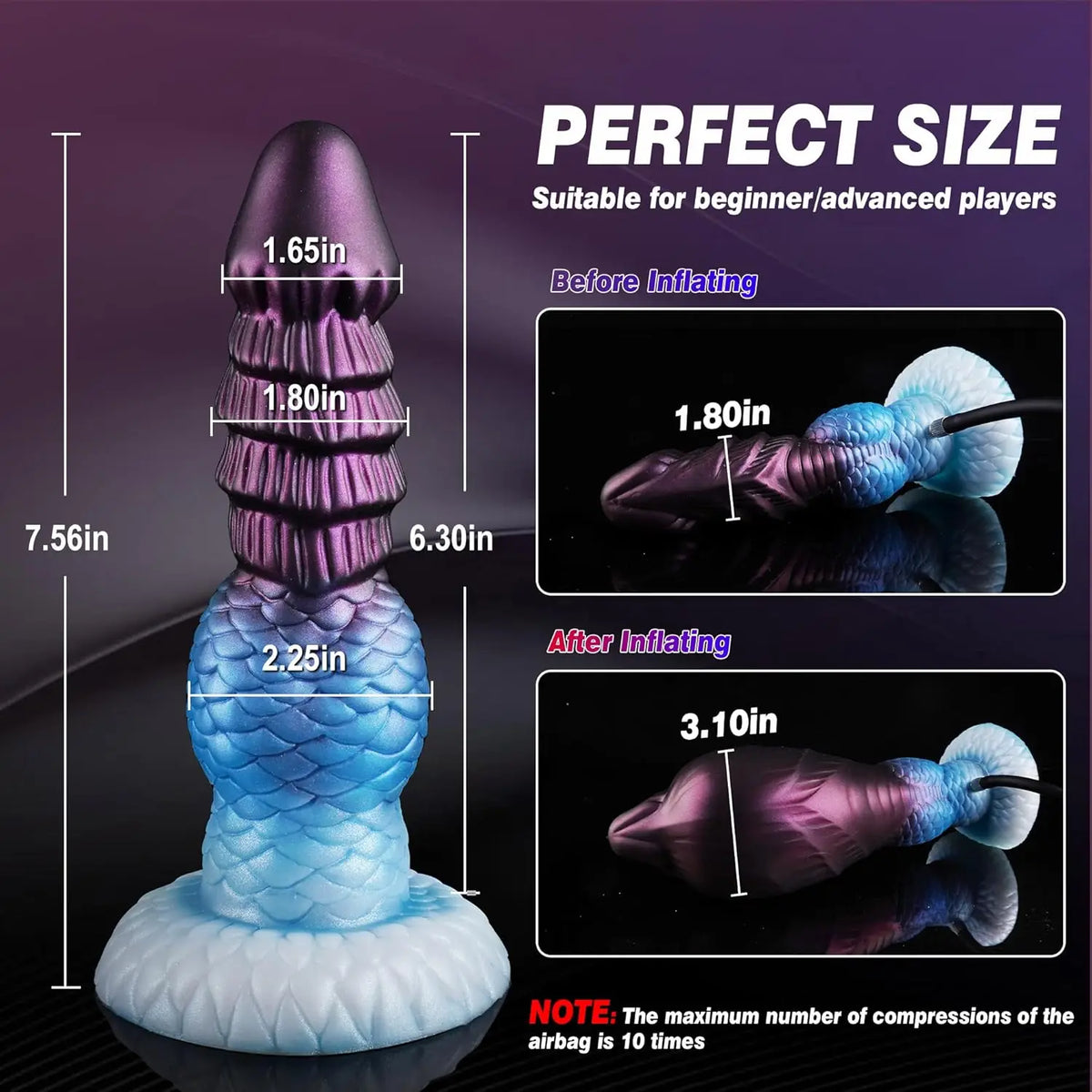 Inflatable Monster-Style Dildo & Anal Plug with Tail