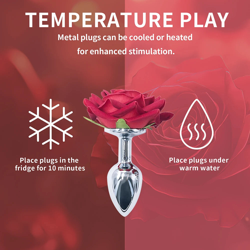 Waterdrop Stainless Steel Anal Plug with Rose Base
