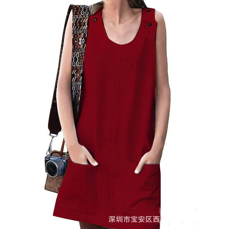 Women's Cotton-Linen Vintage Summer Dress