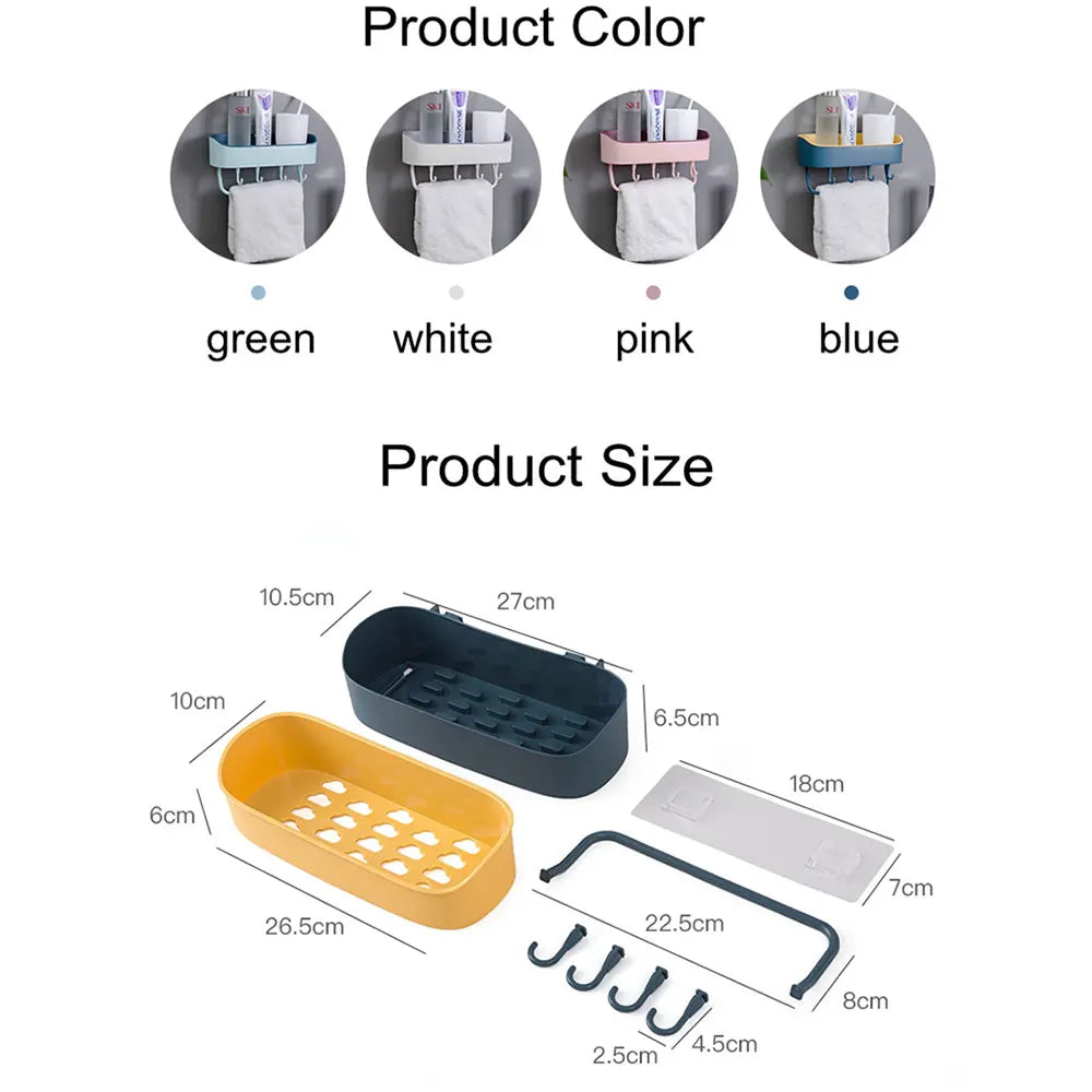 No-Drill Wall-Mounted Corner Shower Shelf