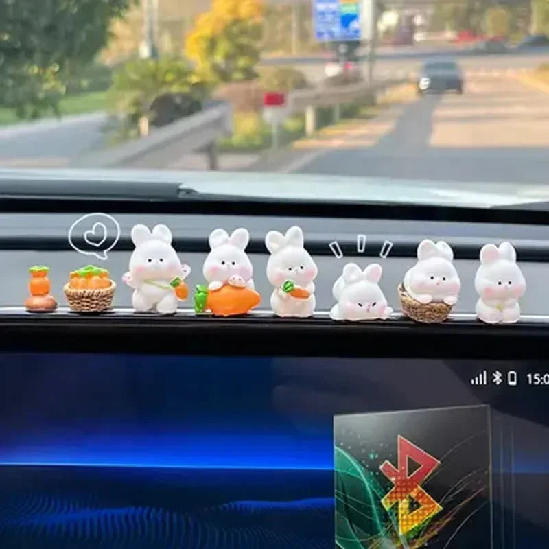 New Car Interior Accessories Cartoon Cute Bunny Car Ornaments Car Center Console Car Decoration Supplies