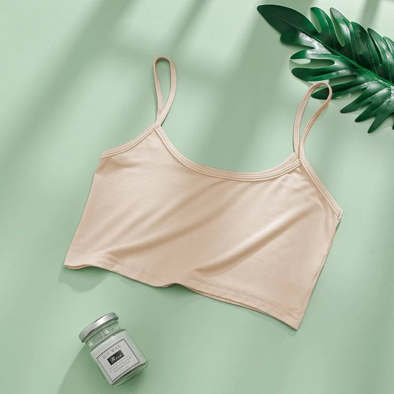 Girl Bra Crop Top Underwear Vest Puberty Sport Training Bras Solid Color Streetwear Tube Top For Girl