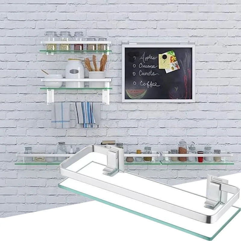Wall-Mounted Glass Bathroom Shelf