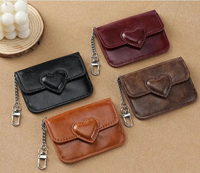 Women's Heart-Shaped PU Leather Card Holder Wallet