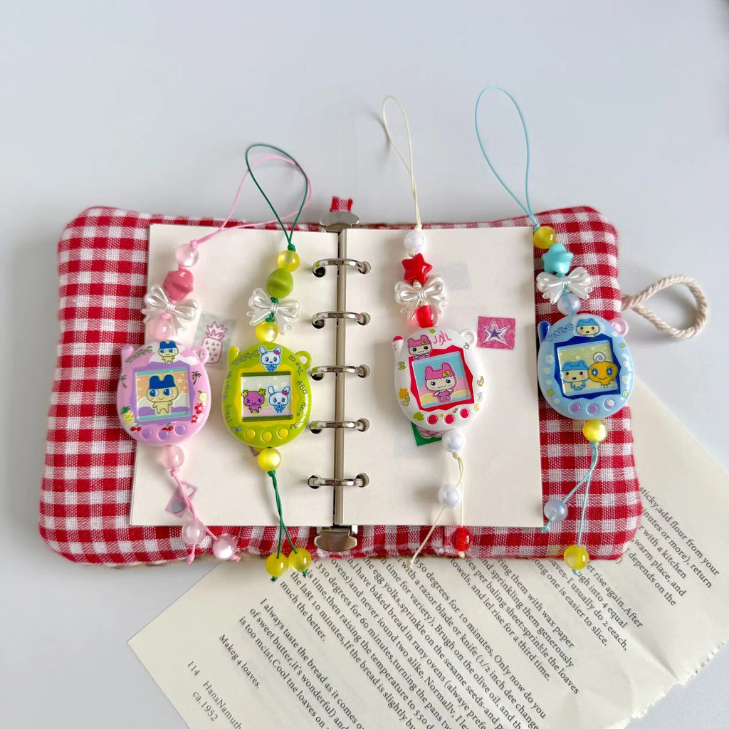 Tamagotchi Beaded Phone Strap with Acrylic Charm