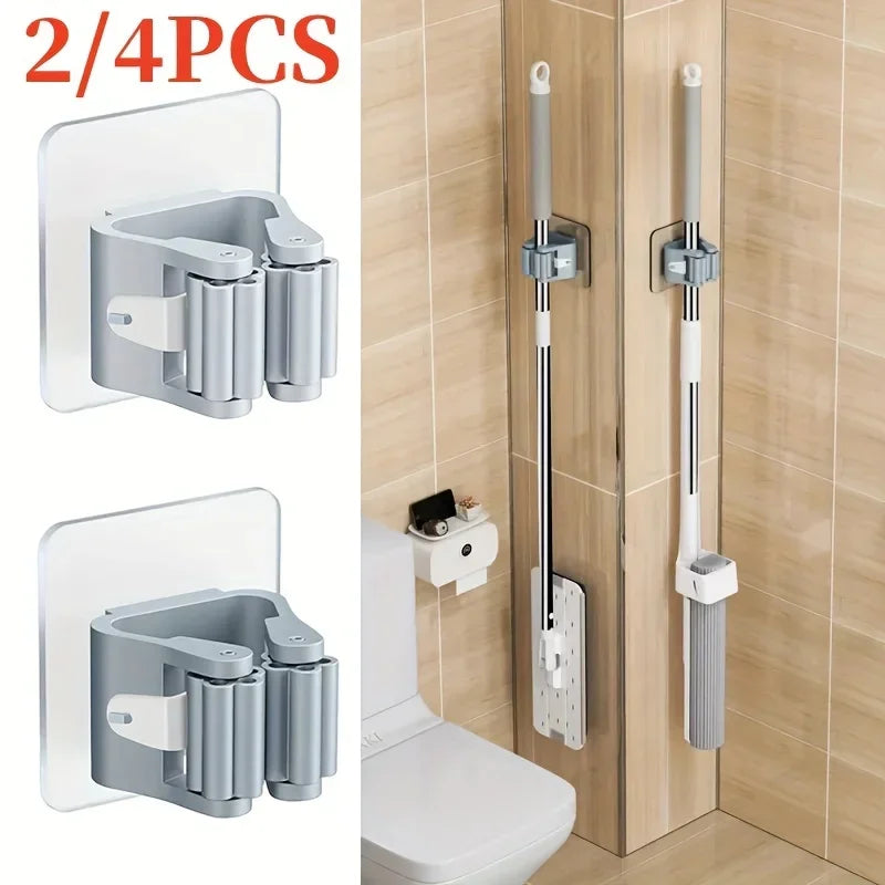 Wall-Mounted Mop, Broom & Utility Organizer