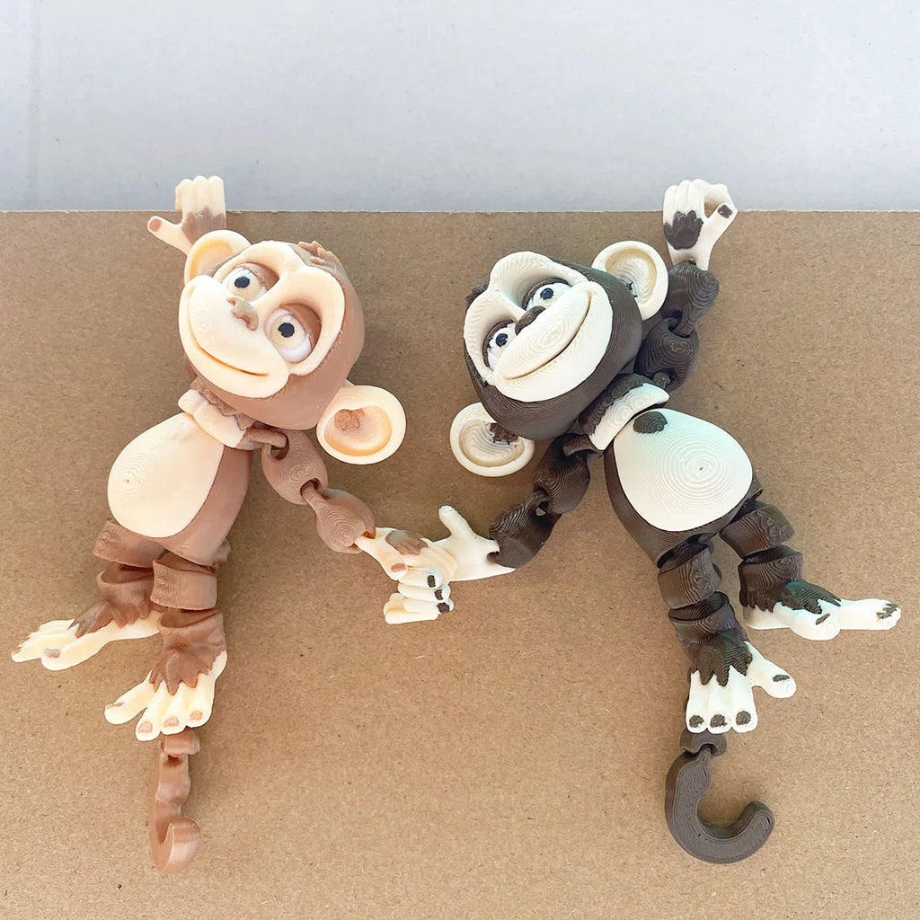 Monkey 3D Printed Articulated,Stands Upright,Hangs by Tail or Hand,travel companion,Jungle Animal Figurine,Fidget Desk Figurine