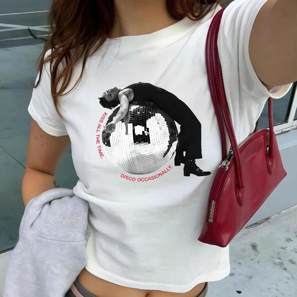 “Kiss All The Time Disco Occasionally” Crop Baby Tee