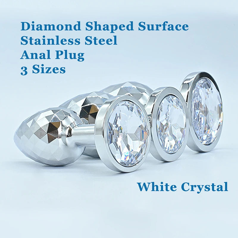 Diamond-Texture Stainless Steel Crystal Anal Plug