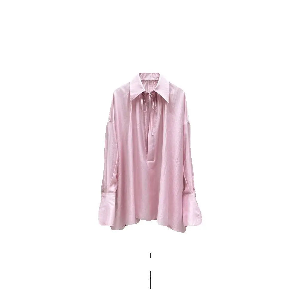 2026 Women's Fashion Shirt — Silk, Loose-Fit, Casual Top & Tee | Y2K-Inspired New Arrival | Versatile Commuter Style Pullover