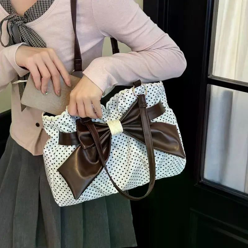 Vintage Polka Dot Bow Shoulder Bag
