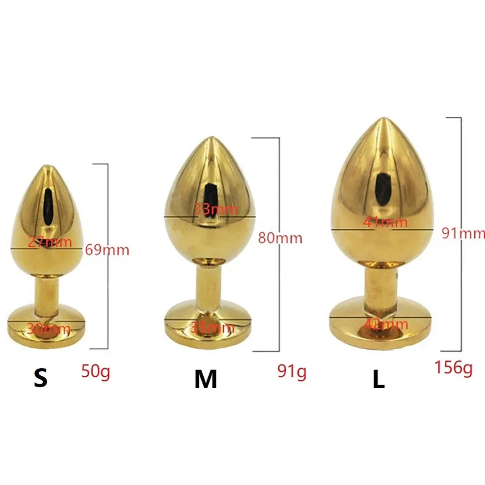 3-Piece Diamond-Base Metal Anal Plug Set
