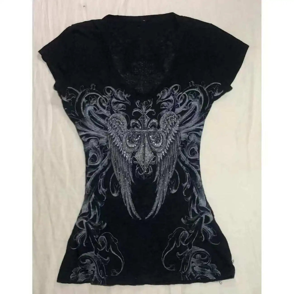 Punk Graphic Y2K Slim-Fit Crop T-Shirt