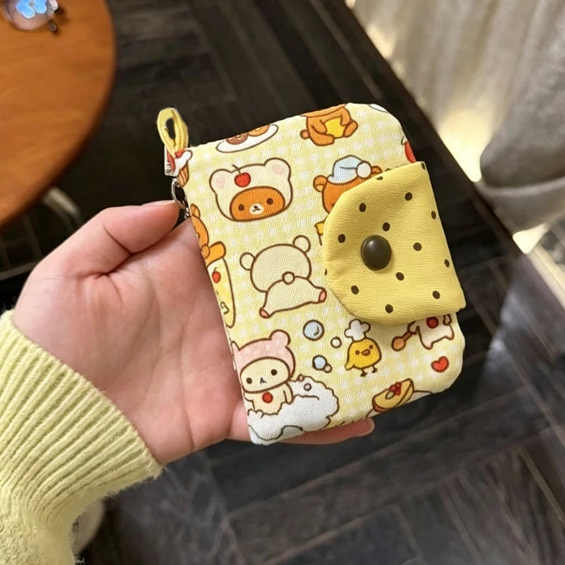 Quaint Ins Style Bear Coin Purse with Retro Cute Design Convenient for Students