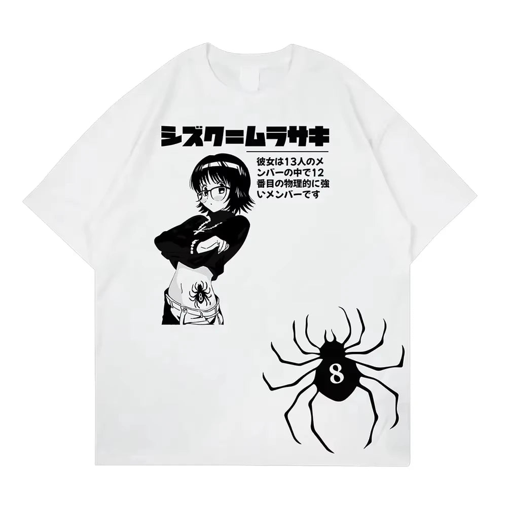 2026Hunter X Hunter Shizuku Murasaki Phantom Troupe Double-sided Anime T-shirt Men Women Vintage Oversized Streetwear Cotton Tee