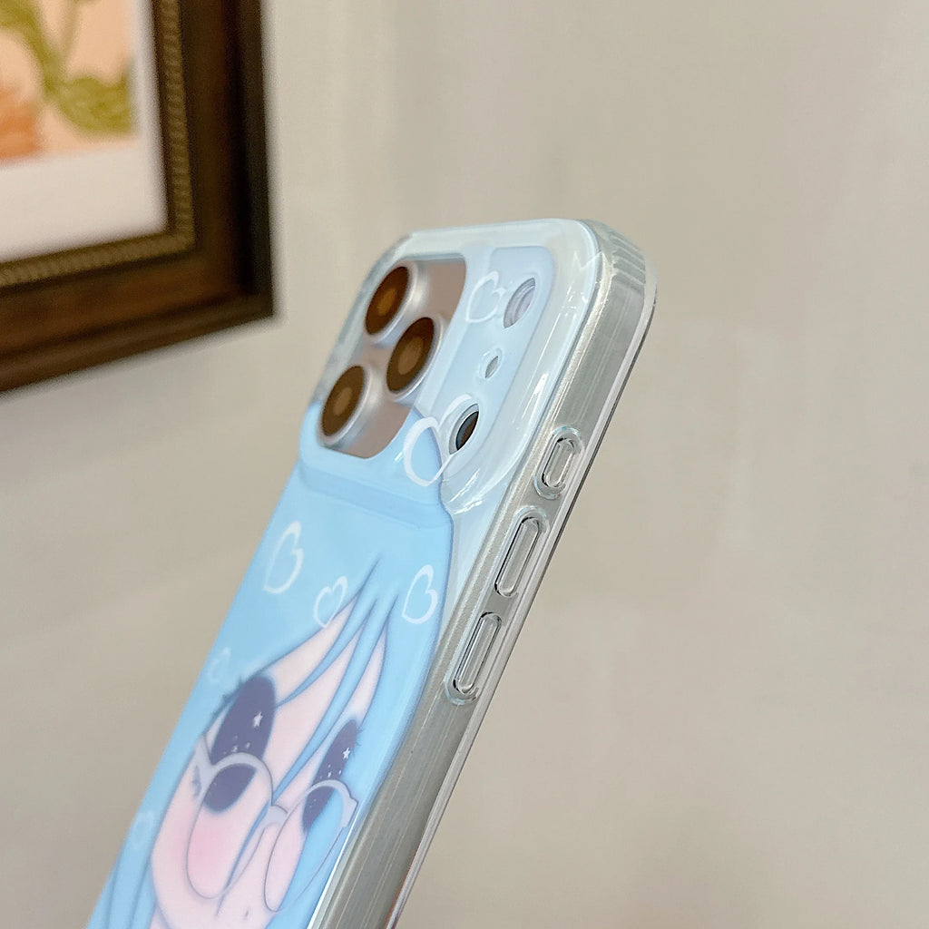 Kawaii Blue Hair Anime Girl Phone Case for IPhone17 16 15 Pro ProMax Cartoon Character with Glasses Soft Gift for Girls