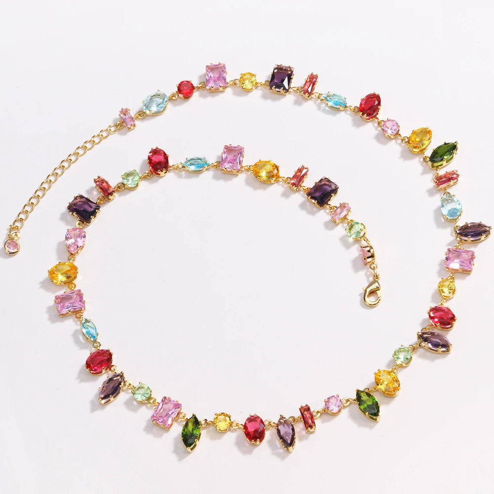 18K Gold-Plated Colorful Zircon Necklace