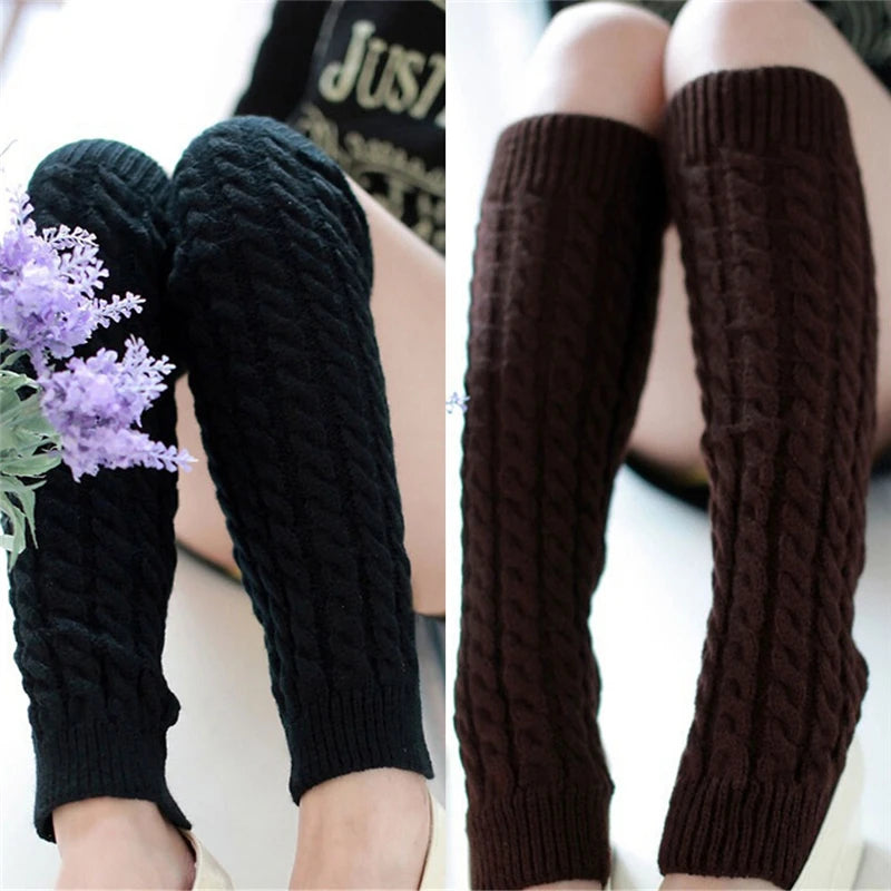 Women's Black Thigh High Fashion Gaiters Warm Knit Boot Cuffs Knee High socks Leg Warmers Christmas Gift Ideas