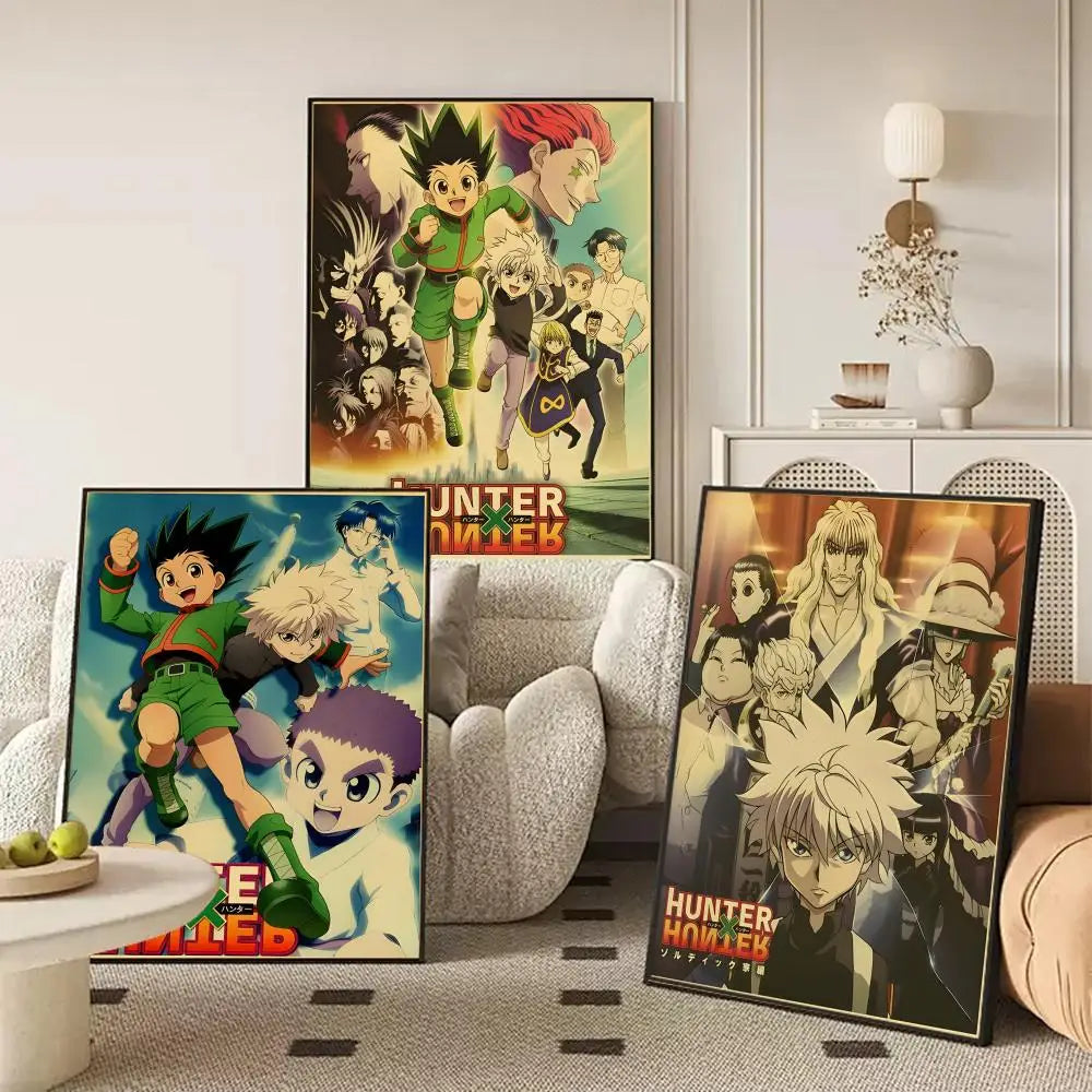 Anime H-Hunter X Hunter Poster Stickers Mural Painting Self-Adhesive Wall Decals for Bedroom Living Room Home HD Decor Gift