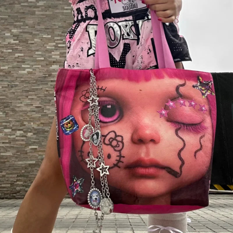 Y2K Kitty Double-Sided Tote Bag