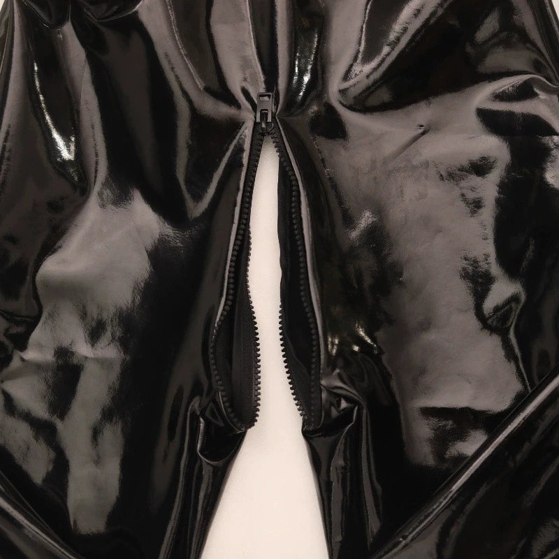 Sexy Cosplay Maid Full Bodysuit Latex Elasitc Sexy Tight PU Faux Leather Oil Shiny Catsuit Bodycon Glove Sleeve Jumpsuit