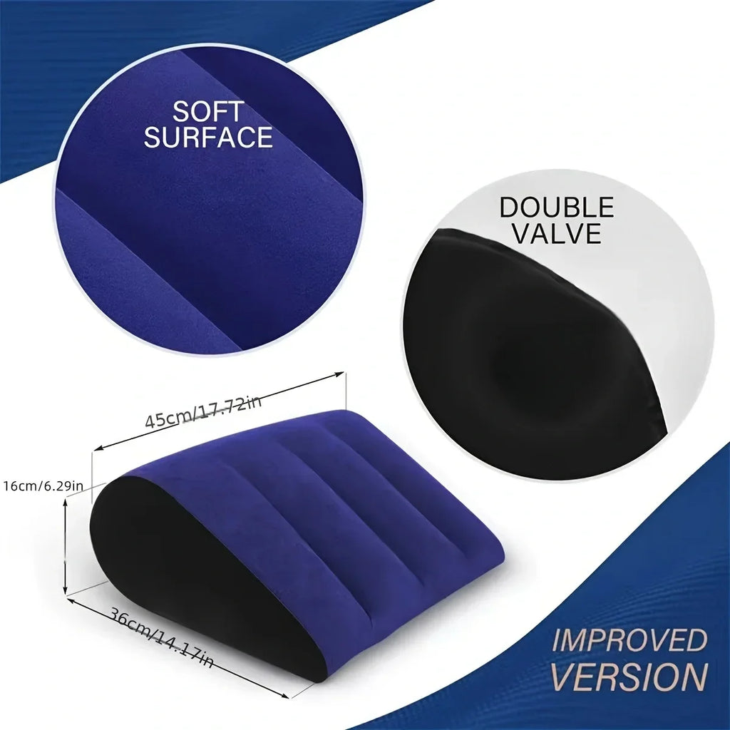 Inflatable Flocked Couple Positioning Wedge Pillow
