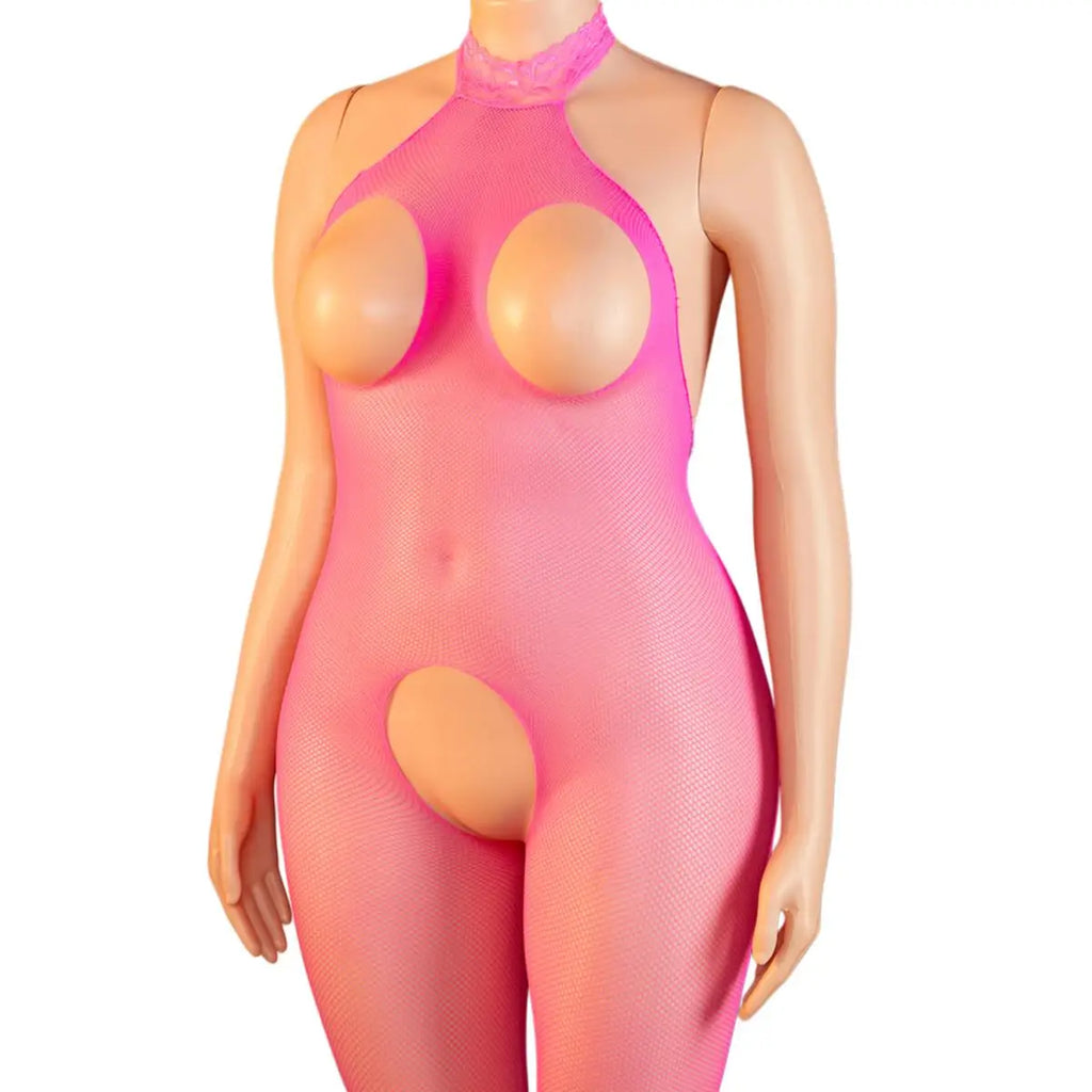 Lingerie For Women Plus Size Sexy Crotchless Fishnet Bodysuit Tights See Through Open Bust Mesh Body Stockings Exotic Sleepwear