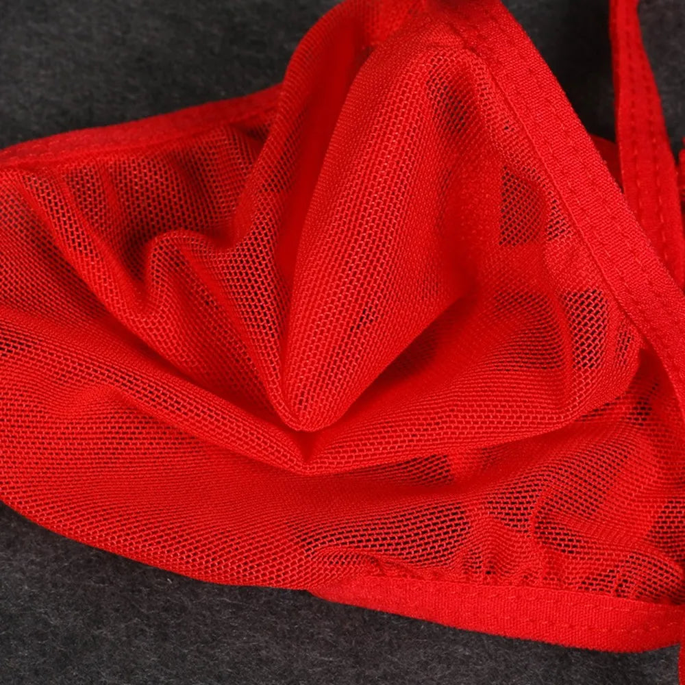 Men's Sexy Liquid Stretch Thong - See-Through Mesh Cut G-Strings, Sultry Panties Underwear