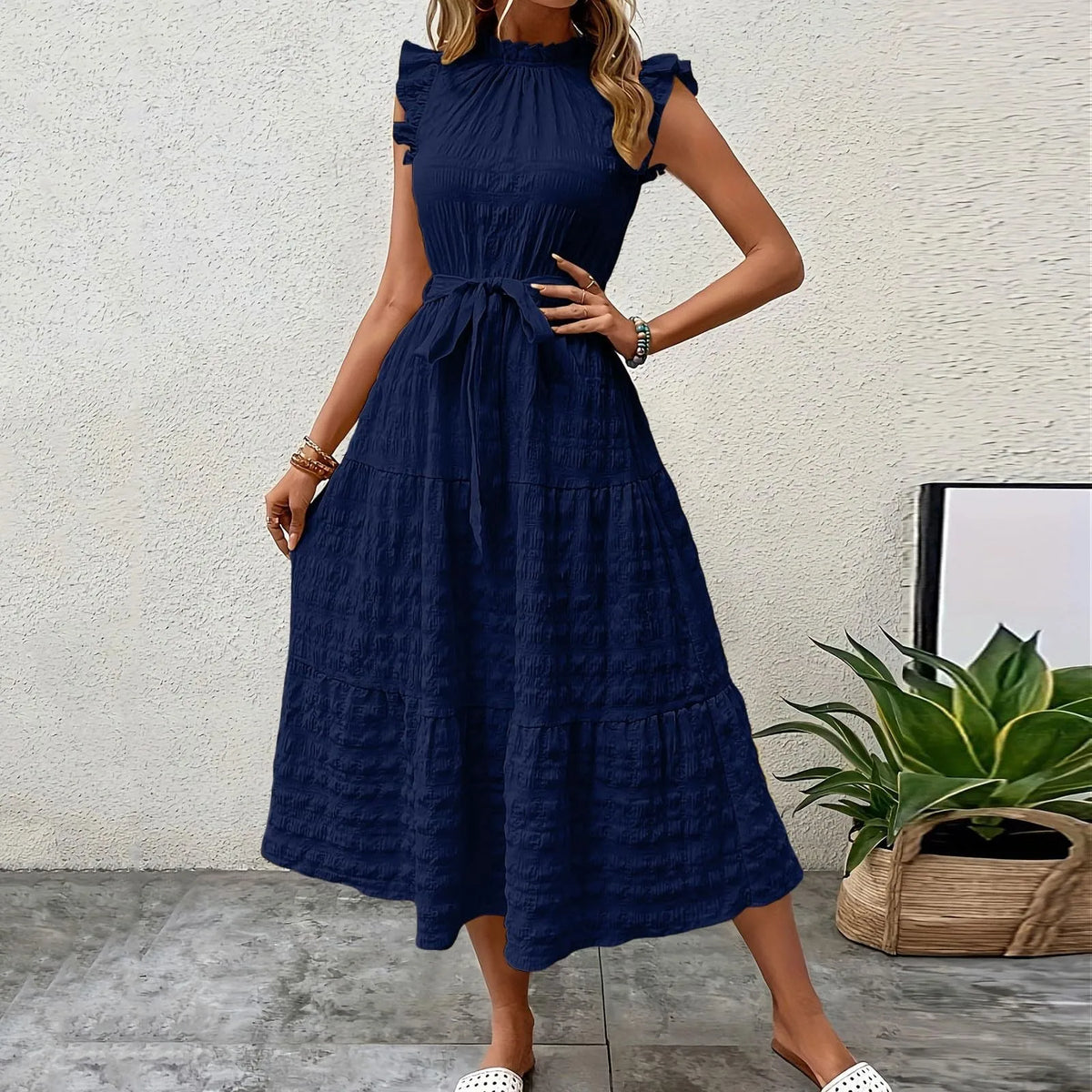 Women's Solid Strap-Detail Beach Dress