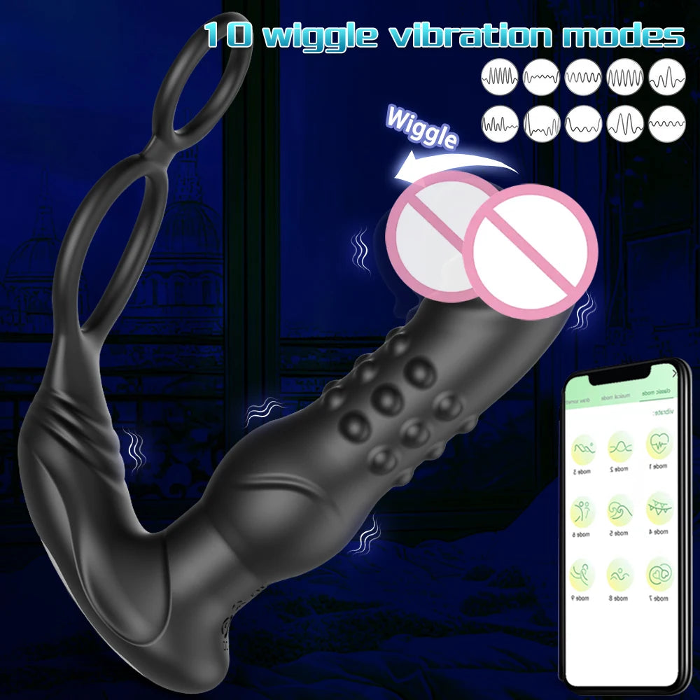 App-Controlled Thrusting Prostate Massager with Dual Rings