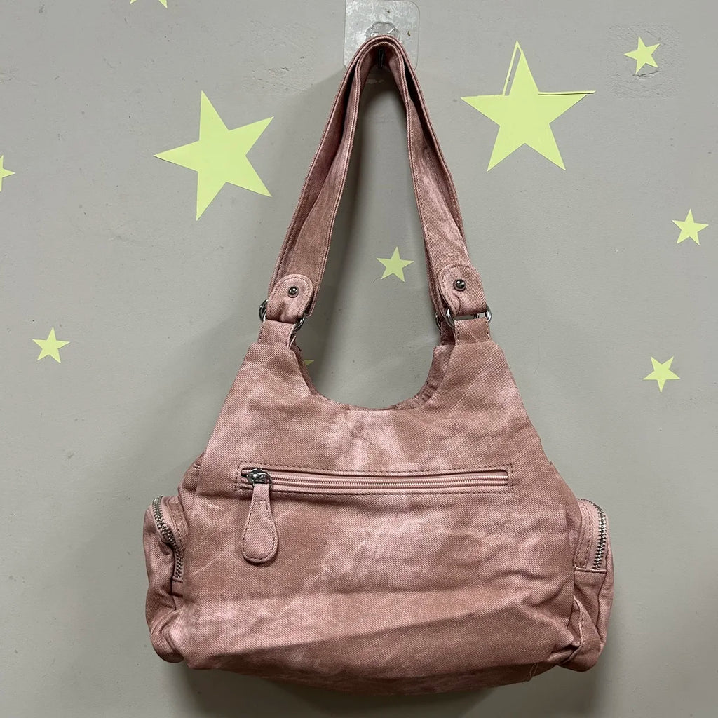 Y2K Washed Faux Leather Hobo Bag
