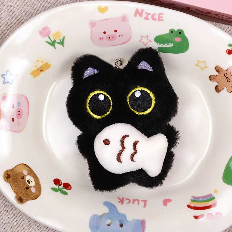 Black Cat Plush Bag Charm Keychain