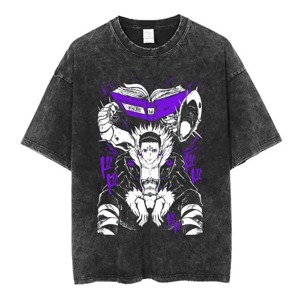 Hunter X Hunter Phantom Troupe Washed T-shirts Anime Hisoka Oversized Print T Shirt Men Women Streetwear Y2k Clothing Cotton Tee