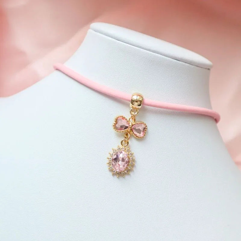 Pink Star, Bow & Bear Lace Choker Necklace