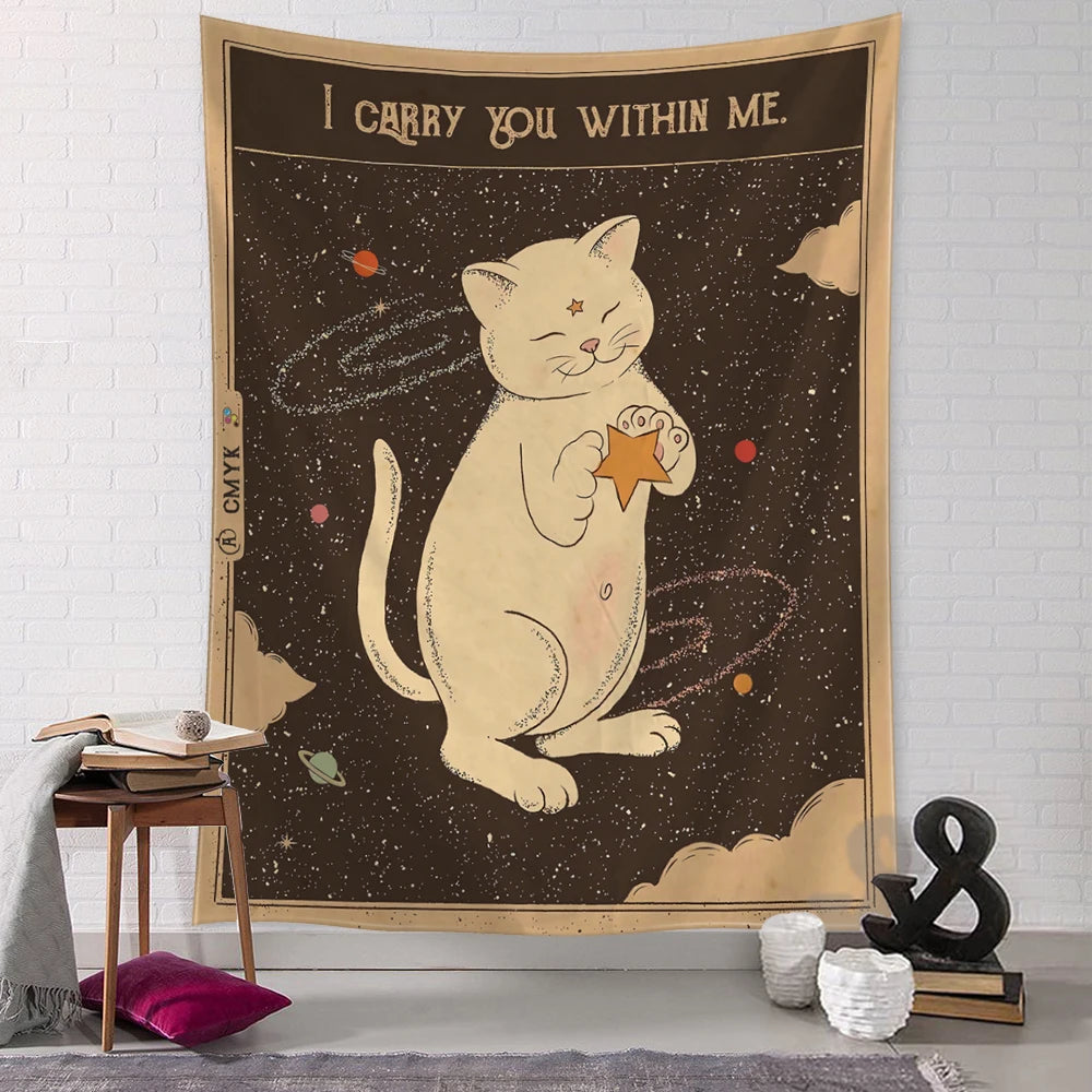 Kawaii Cartoon Cat Wall Tapestry