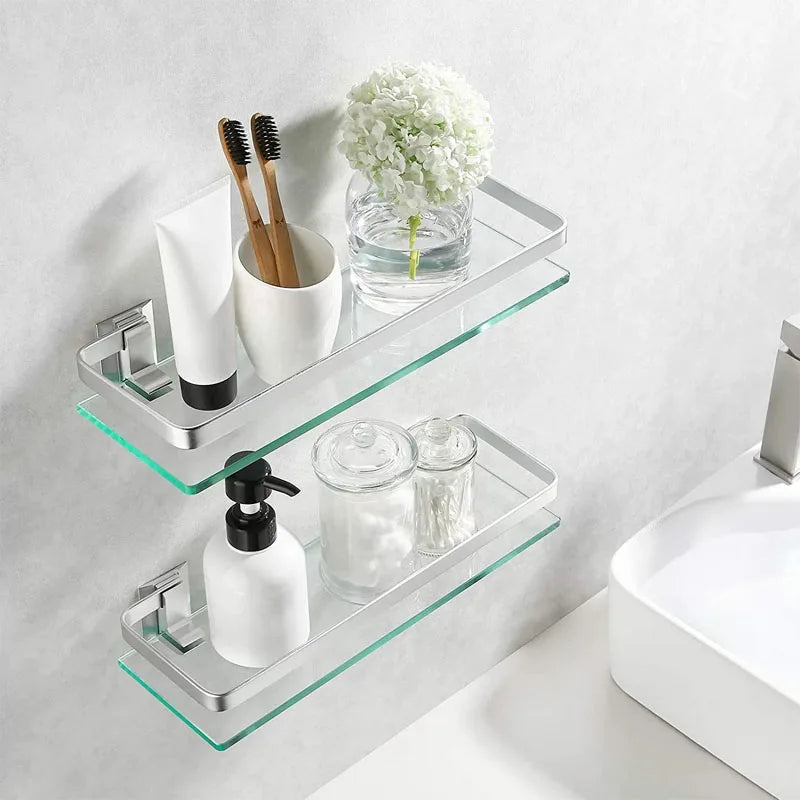 Wall-Mounted Glass Bathroom Shelf