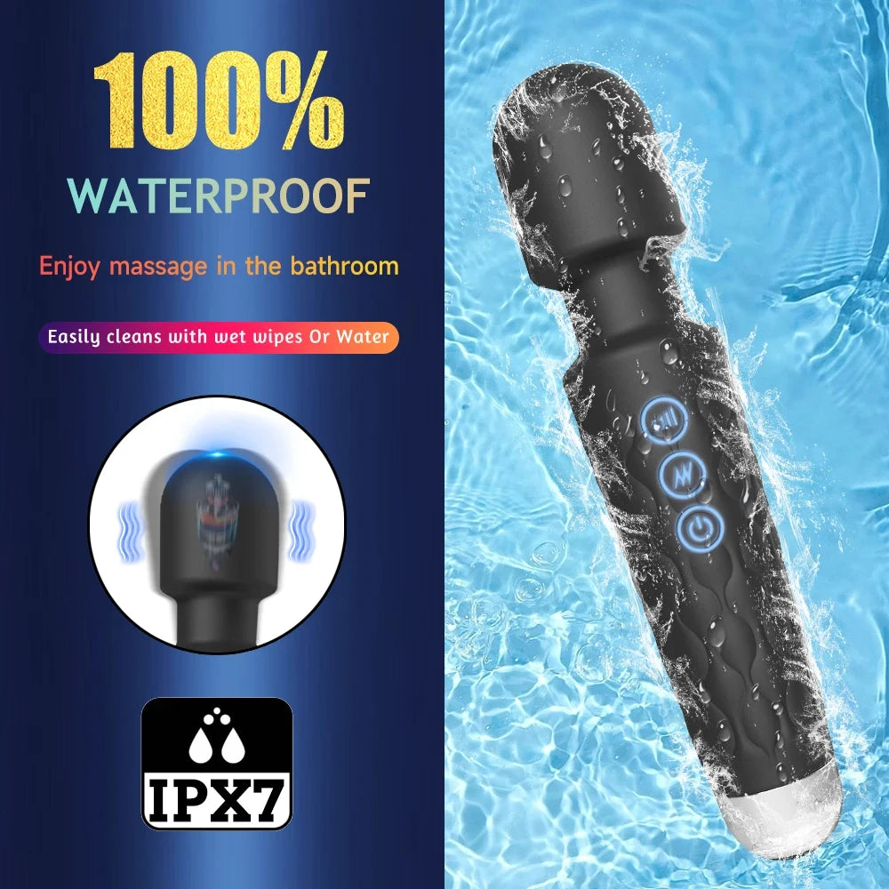 Rechargeable Wand Vibrator – 20 Patterns/8 Speeds