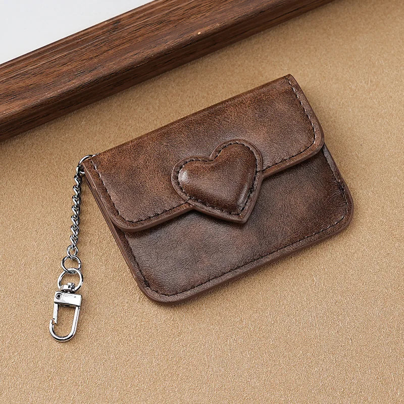 Women's Heart-Shaped PU Leather Card Holder Wallet
