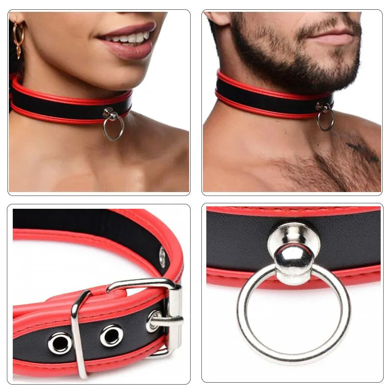 Sexy Hot PU Leather Collar Choker Necklace with Iron Hoop for Women Men BDSM Daddy Slave Cosplay Chocker Party Jewelry Sex Toys