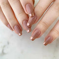 24Pcs Fake Nail  Minimalist French Tips with Rose Gold Stiletto Shapes Elegant and Luxurious Design Perfect Gift for Women