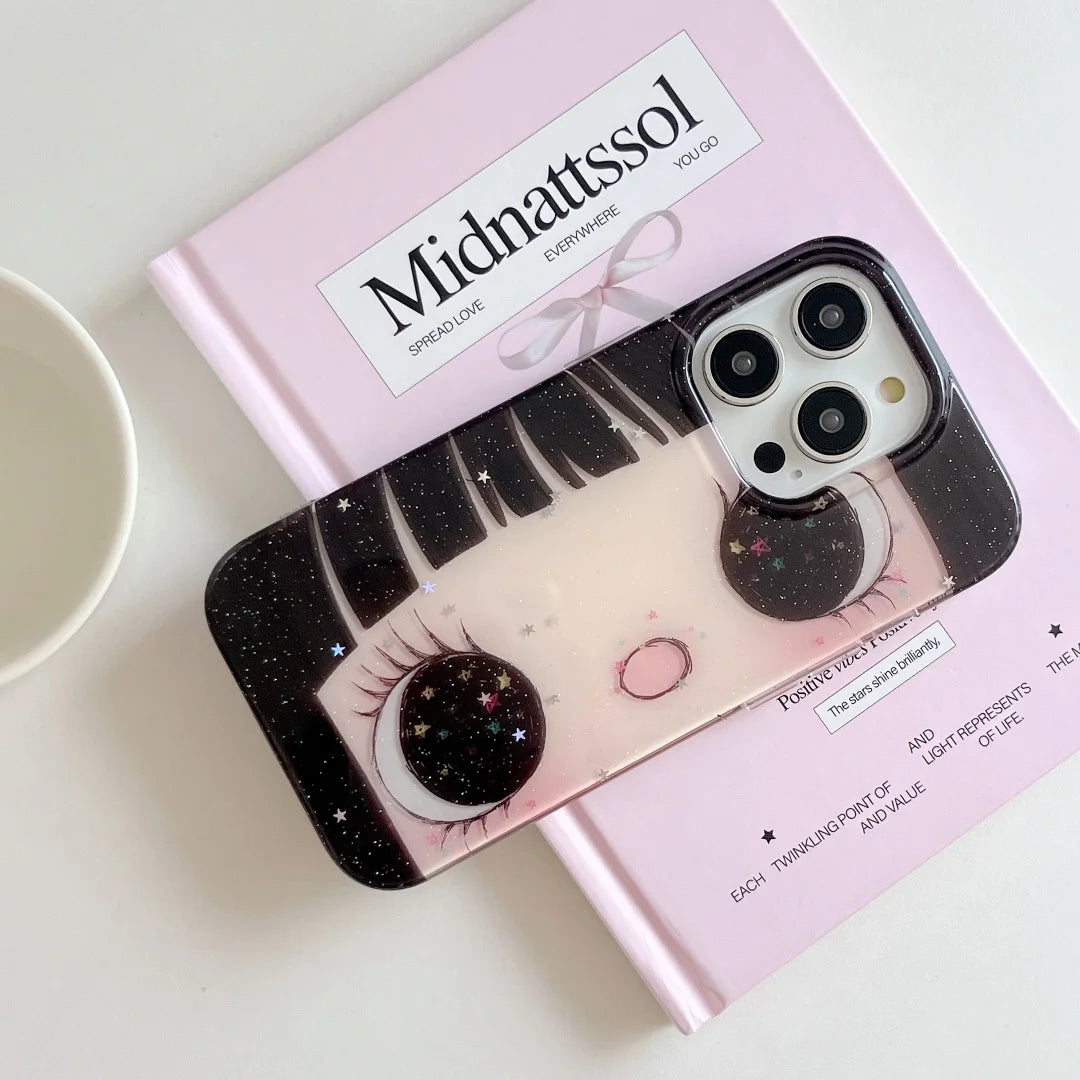 Kawaii Black Big Eyes Cool Iphone Case Is Suitable for Iphone17/16/15/14/13/Pro Max 15Plus Phone Case Full-Inclusive Anti-Fall