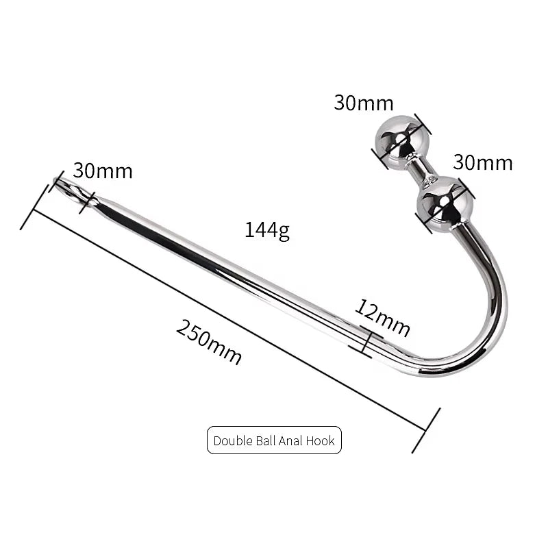 Stainless Steel Anal Hook with Beads