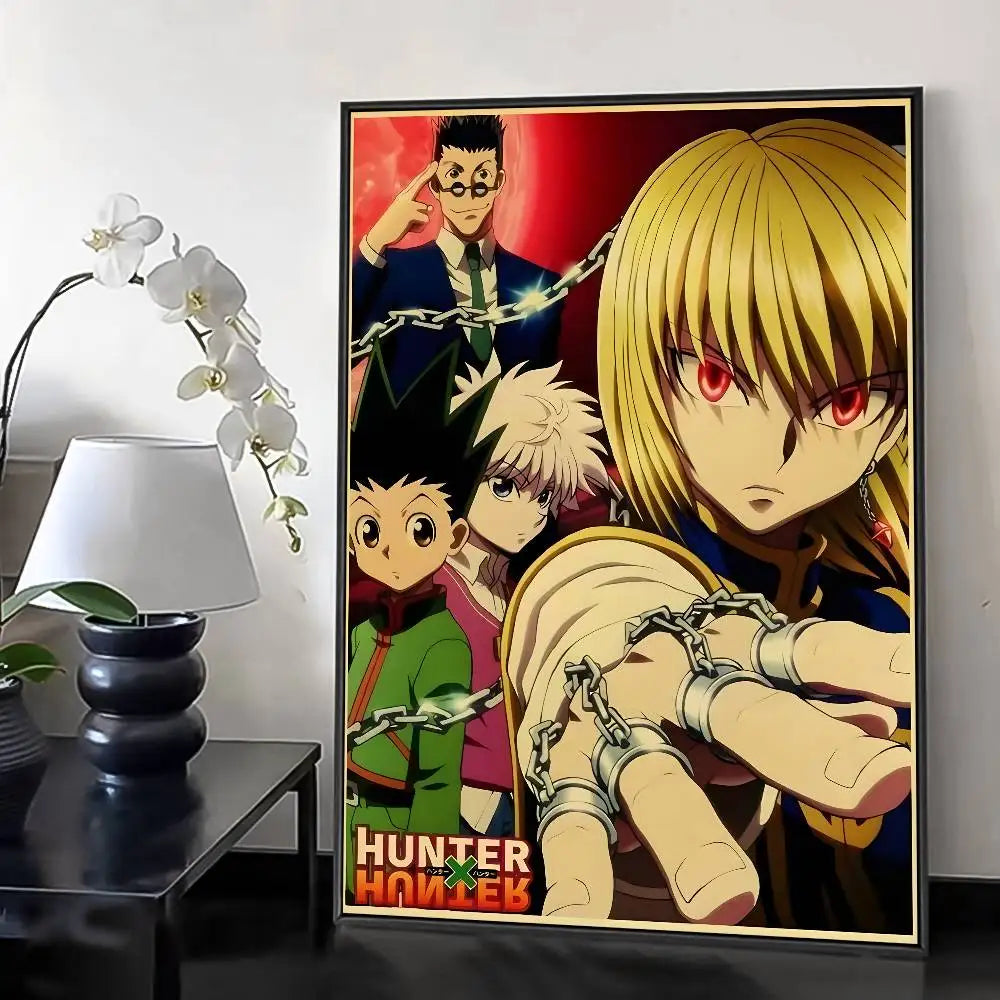 H-HunterXHunter Retro Poster HD Art Sticky Wall Waterproof Home Living Room Bedroom Bar Aesthetic Decoration