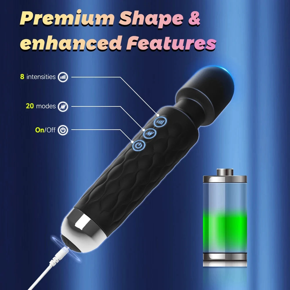 Rechargeable Wand Vibrator – 20 Patterns/8 Speeds