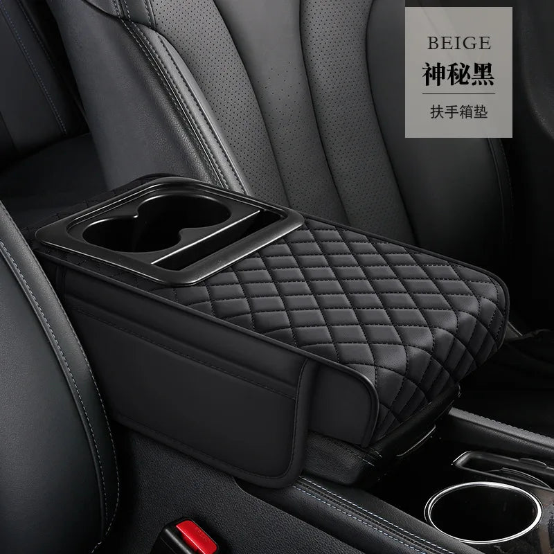 Car Armrest Storage Box with Cup Holder Center Console Organizer Heightening Cushion for Vehicle Interior Organization