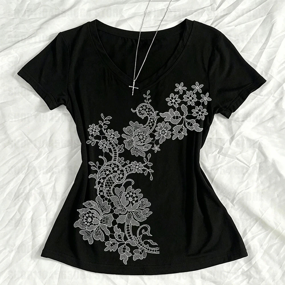 Kitty Graphic Grunge Y2K Crop Top