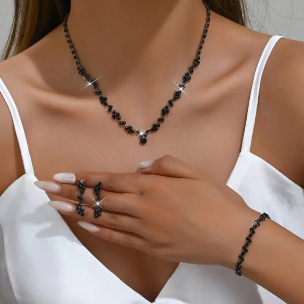 Bridal Crystal Necklace, Earrings & Bracelet Set